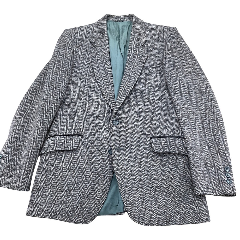 Nino Cerruti Paris Blazer Men 40R‎ Gray Blue Brown Wool Tweed Classic VTG Flaws